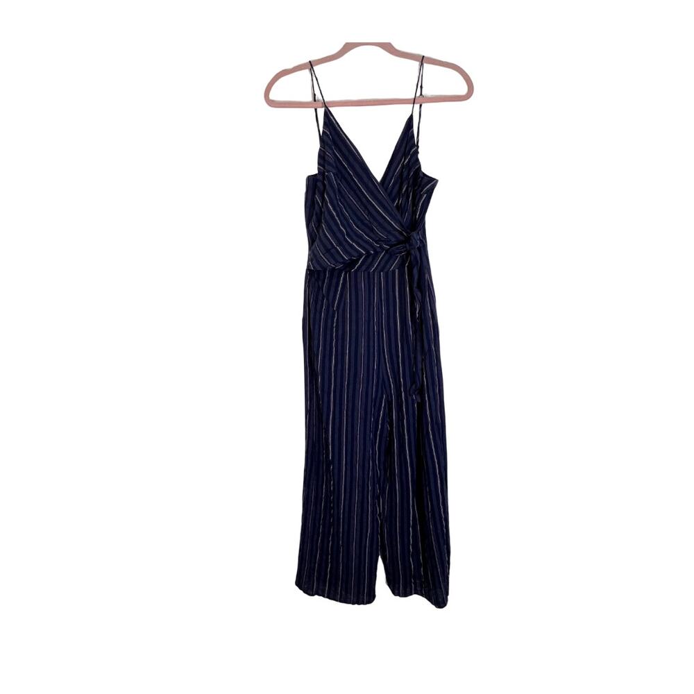 The‎ Fifth Label Blue Striped Wide Leg Adjustable Spaghettid Straps Jumpsuit 8